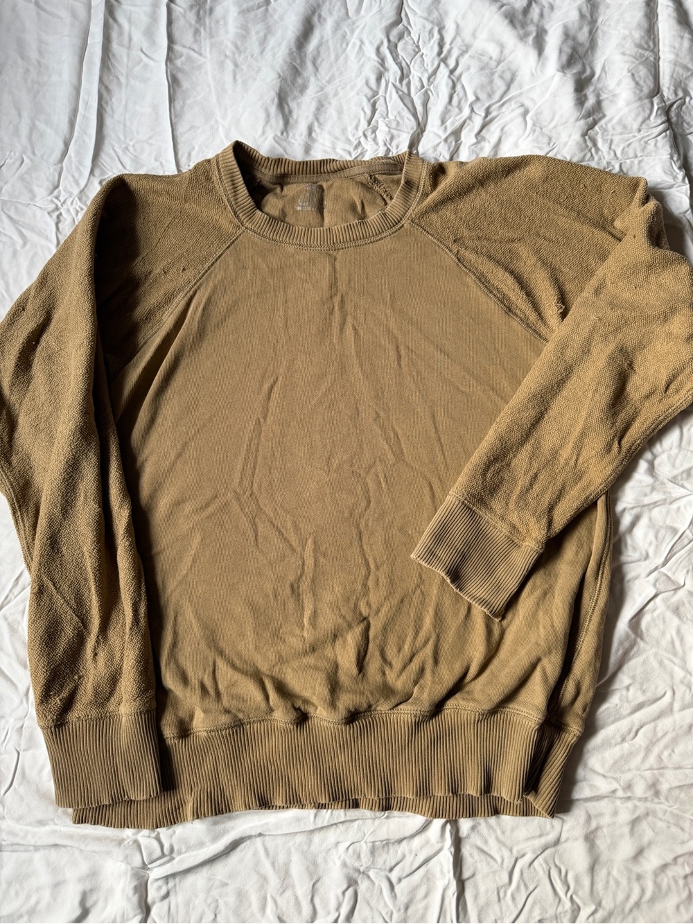 aerie Ribbed-Neck Pullover in Camel